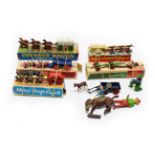 Various Horse Drawn Wagons including Lesney Covered wagon (G-E box G) Moko Farmette two horse wagon,