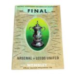 FA Cup Final Programme 1972 Arsenal V Leeds United 6th May with two menu cards (FA Cup Lunch and