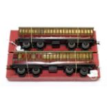 Hornby Series O Gauge Two No.2 LMS Coaches (i) 1st/3rd (ii) brake/3rd (both G-F boxes G-F) (2)