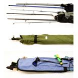 Shakespeare And Keenets Rod Holdall containing nine mixed course and carp rods: Greys Podigy Barbel,