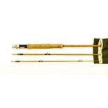 Hardy ''The De-Luxe'' 3 Section Palakona Cane Fly Rod 8'-6'' with one top section. Rod number is