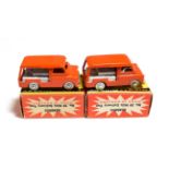 Benbros Mighty Midgets No.39 Milk Delivery Van two examples both orange with white painted wheels (