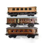 Bing O Gauge LMS Dining Car with hinged roof (G-E, roof repainted) and L&NER 2568 Coach with