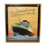 Cunard Line The Liverpool route to USA and Canada Poster depicting Britannia steamship this poster