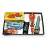 TV Related Items Rosenthal Thunderbirds 1 and 3 (both G-F, 1 lacks fins); Dinky SPV and SPC; Corgi