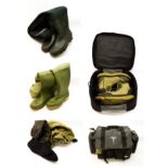 Various Fishing Items to include Scierra boat/bank holdall, Scierra waist waders size 7, wading