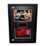 Joe Calzaghe Signed Boxing Glove in display case with plaque 'The Pride Of Wales Joe Calzaghe