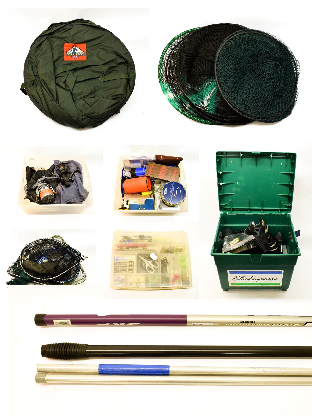 Collection Of Mixed Coarse Fishing Tackle and equipment to include Shakespeare bank chair, keep