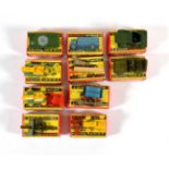 Benbros Mighty Midgets Ten Assorted Models 3 Log wagon, 4 Stage coach, 11 Tractor & hay rake, 12