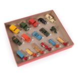 Benbros Tradesman Sample Set containing 16 vehicles: 34 AA Land Rover (paint cracked), 35 Army