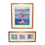 Hanna Barbera Collectors Cel Art three cels in frame: Pixie & Dixie, Yogi Bear and Huckleberry