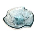 A modern Lalique 'Daydream Aurora' bowl, of stylised figural form, in ocean blue,