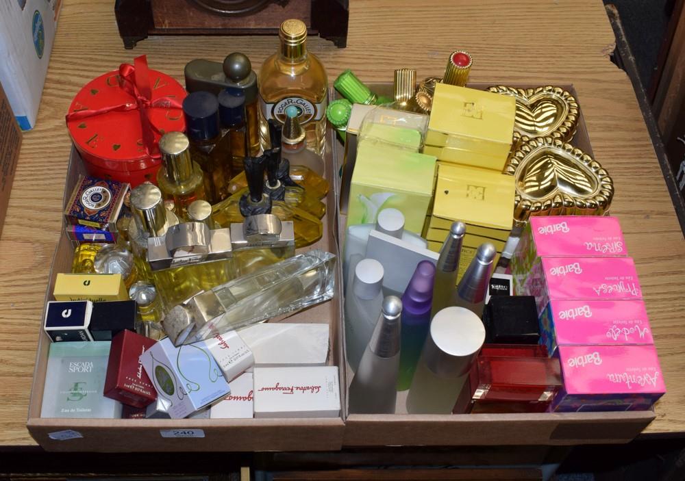 Quantity of assorted perfume dummy factices and scent bottles including Escada, Act 2, Issey Miyake,