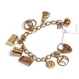 A 9 carat gold charm bracelet