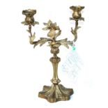 A gilt metal 19th century twin branch candelabra (including original purchase receipt)