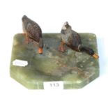 Cold painted bronze models of two ducks,