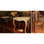 A 19th century elm dolls' wheel-back Windsor chair, 61cm high; Georgian mahogany dressing table