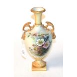 A blush ivory Royal Worcester vase painted with flowers CONDITION REPORT: Generally