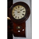 A drop dial striking wall clock, painted dial inscribed J Parriss, Rugby,