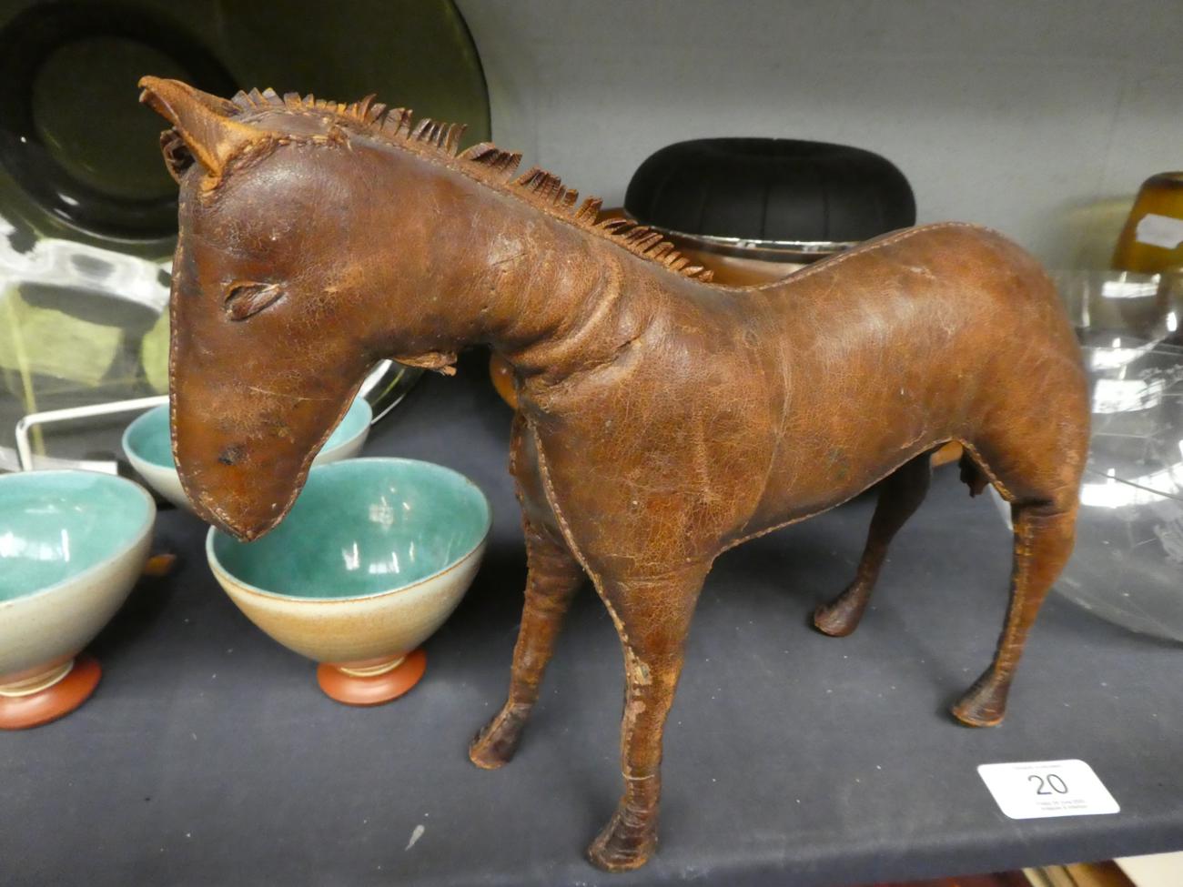 A carved fox hunting pack; Edith Reynolds leather horse; Schweppes calendars; coins; plated wares; - Image 5 of 5