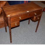 A mahogany lady's writing desk with faux bamboo legs