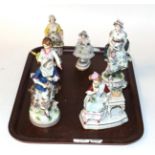 A Meissen style porcelain figure of a flower seller,