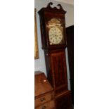 A Scottish mahogany eight day longcase clock, early 19th century, arch painted dial signed J N