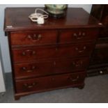 A George III mahogany four height chest of drawers, raised on bracket feet, 88cm by 48cm by 88cm