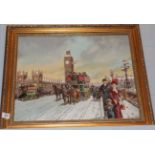 Derek Braithwaite (20th century) Westminster Bridge, signed, oil on canvasboard,