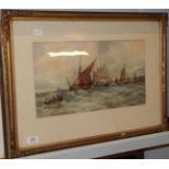 Attributed to T B Hardy (19th century), Rowing boat and other shipping at sea, bears signature,