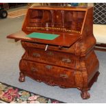 A reproduction Dutch walnut bombe bureau