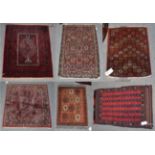 Six assorted Persian small prayer rugs