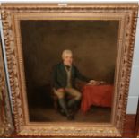 British School, portrait of a gentleman seated with his book, oil on canvas,