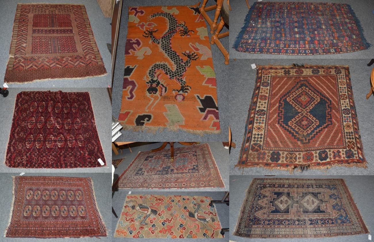 Two Bukhara style rugs, four other Indo-Persian rugs, two rugs with Chinese design,