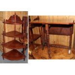 A Victorian mahogany four-tier corner whatnot, 77cm by 54cm by 144cm high; and a mahogany Sutherland