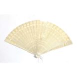An early 19th century Chinese carved ivory brisé fan,