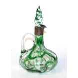 An Art Nouveau decanter and stopper, with silver collar, Birmingham,