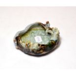 An early 20th century Japanese figural mixed glaze dish, signed (a.f.
