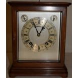 A German mahogany quarter striking mantel clock, movement stamped W&H,