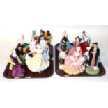 Royal Doulton figures to include; Loretta HN2337, Ninette HN2379, The Balloon Man HN 1954,