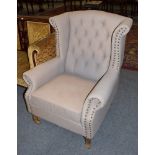 ^ A pair of John Sankey button back upholstered armchairs
