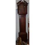 An oak thirty hour longcase clock, brass dial with circular disc signed Wm Gibson B Castle, with