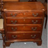 A George III mahogany four height chest of drawers with fluted stiles and bracket supports, 77cm