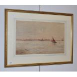 Attributed to Thomas Bush Hardy, Fishing vessel off the coast in a stiff breeze, signed,