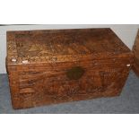 A Chinese carved camphor wood chest