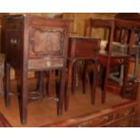 A 19th century mahogany pot cupboard with shelf stretcher, 44cm by 42cm by 82cm high; together