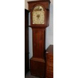 An oak thirty hour longcase clock, arch painted dial signed Chris Dixon, Hexham