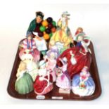 Royal Doulton figures to include; The Old Balloon Seller HN1315, Babie HN1679, Tootles,