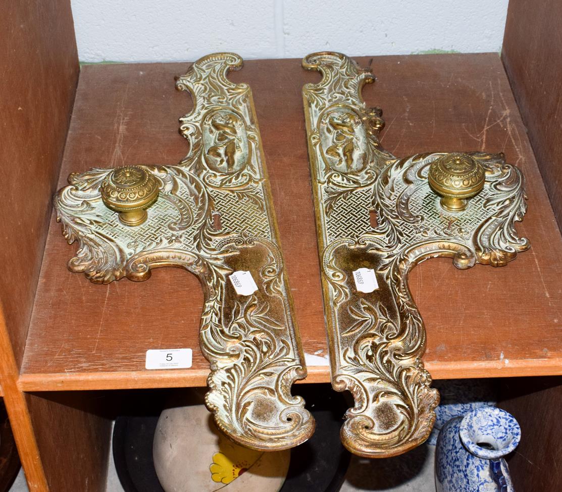 Pair of 19th century brass door plates