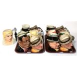 Thirteen Royal Doulton character jugs from the Entertainers range, including Mae West and Louis